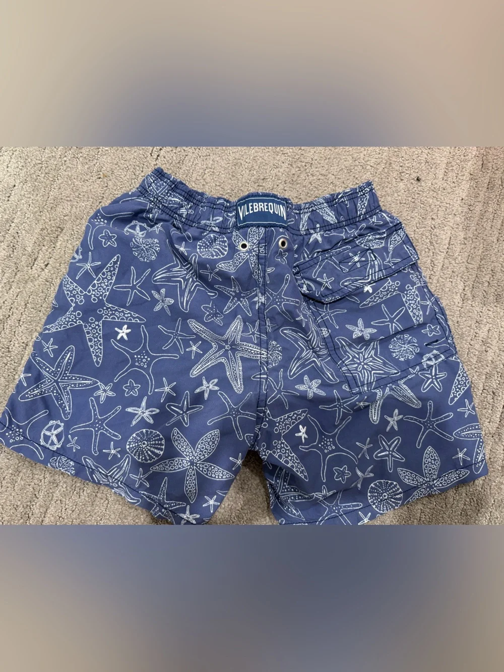 Vilebrequin Kids Swim Trunks with White Starfish Print - Blue